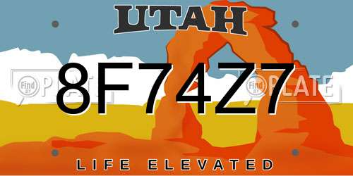 8F74Z7 Utah License Plate