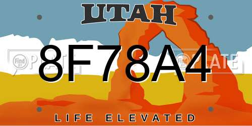 8F78A4 Utah License Plate