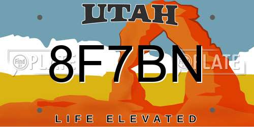 8F7BN Utah License Plate