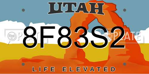 8F83S2 Utah License Plate