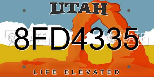 8FD4335 Utah License Plate