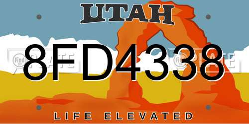 8FD4338 Utah License Plate