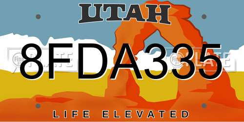 8FDA335 Utah License Plate