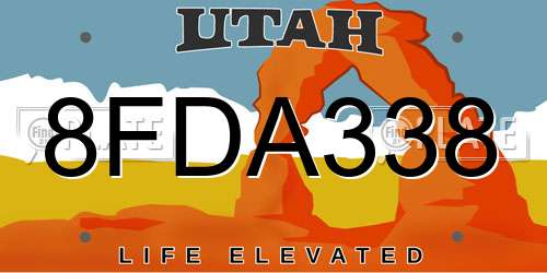 8FDA338 Utah License Plate