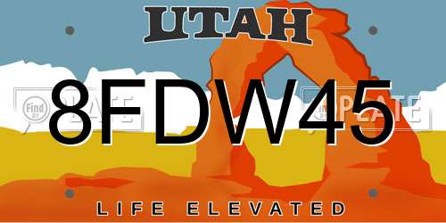 8FDW45 Utah License Plate