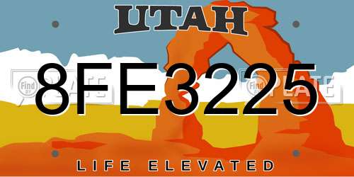 8FE3225 Utah License Plate