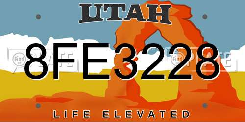 8FE3228 Utah License Plate