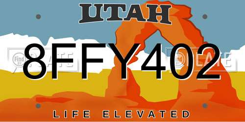 8FFY402 Utah License Plate