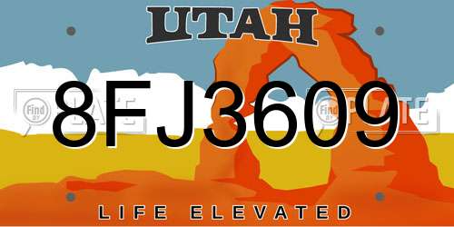 8FJ3609 Utah License Plate