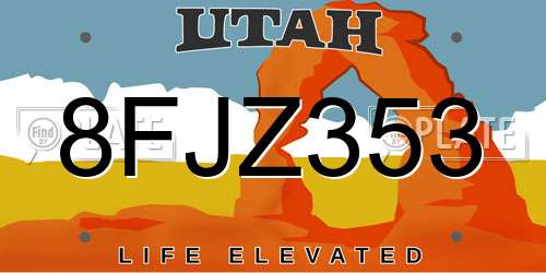 8FJZ353 Utah License Plate