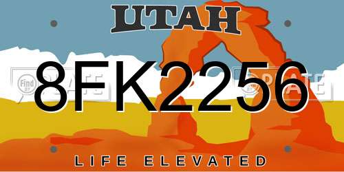8FK2256 Utah License Plate