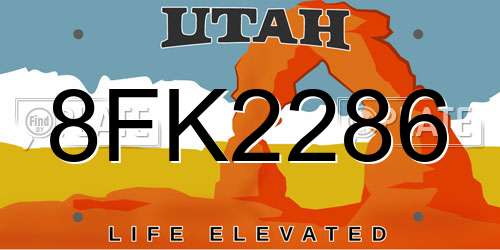 8FK2286 Utah License Plate