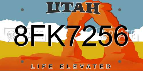 8FK7256 Utah License Plate