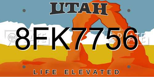 8FK7756 Utah License Plate