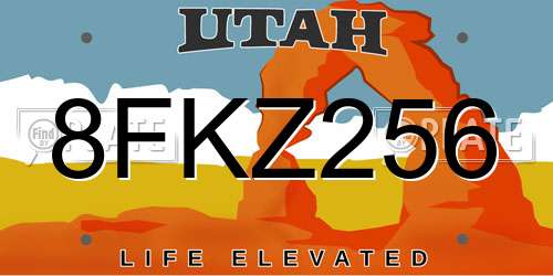 8FKZ256 Utah License Plate