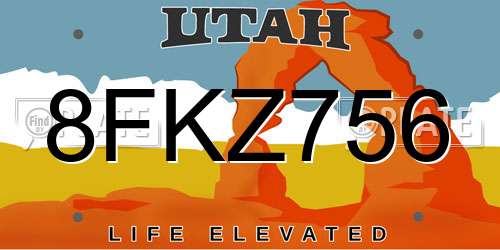 8FKZ756 Utah License Plate