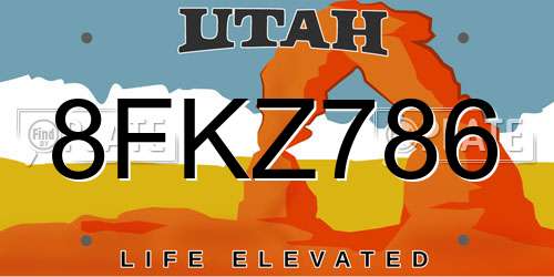 8FKZ786 Utah License Plate