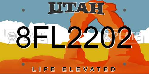 8FL2202 Utah License Plate