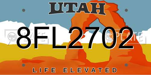 8FL2702 Utah License Plate
