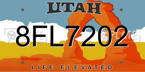 8FL7202 Utah License Plate