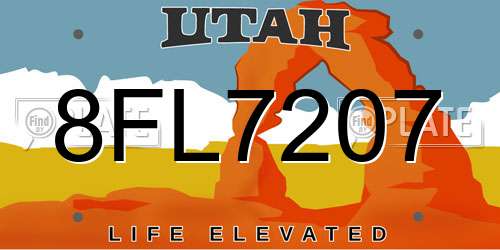 8FL7207 Utah License Plate
