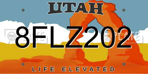 8FLZ202 Utah License Plate