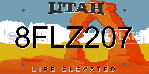 8FLZ207 Utah License Plate
