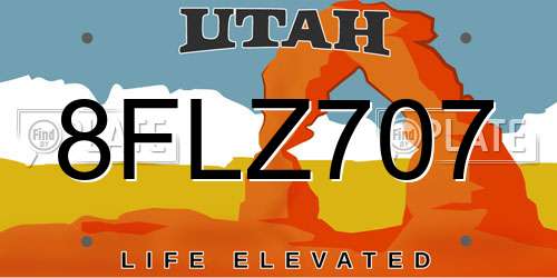 8FLZ707 Utah License Plate