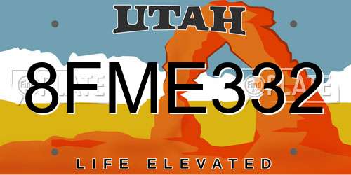 8FME332 Utah License Plate