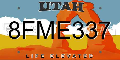 8FME337 Utah License Plate