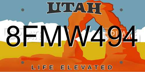 8FMW494 Utah License Plate