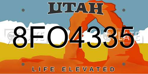 8FO4335 Utah License Plate