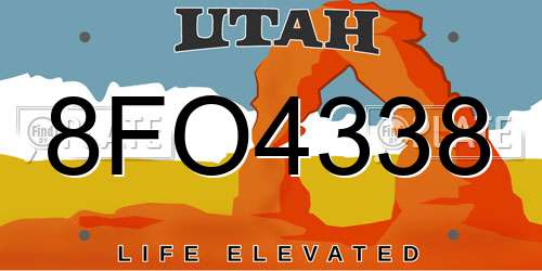 8FO4338 Utah License Plate