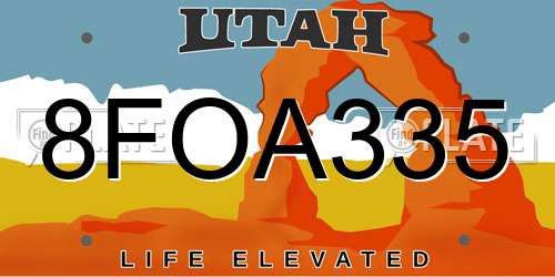 8FOA335 Utah License Plate