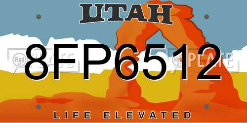 8FP6512 Utah License Plate
