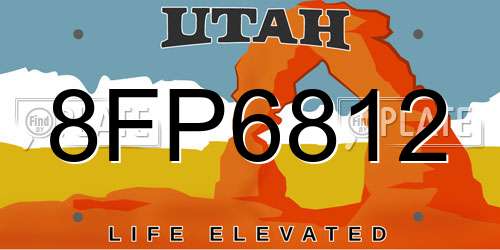 8FP6812 Utah License Plate