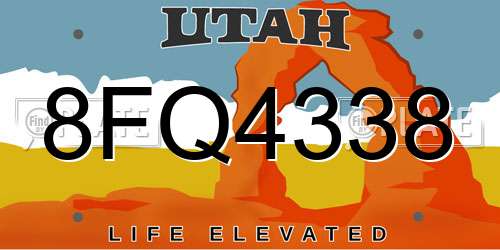 8FQ4338 Utah License Plate