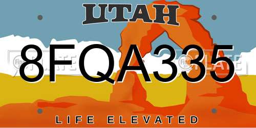 8FQA335 Utah License Plate