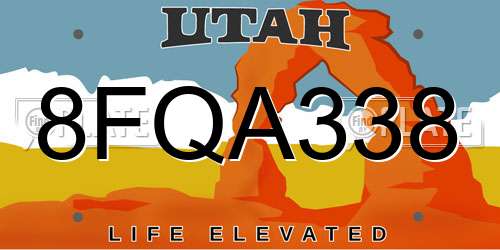 8FQA338 Utah License Plate