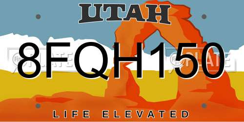 8FQH150 Utah License Plate