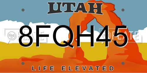 8FQH45 Utah License Plate
