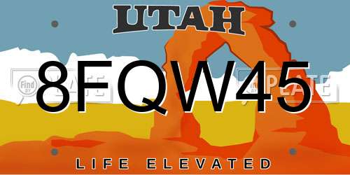 8FQW45 Utah License Plate