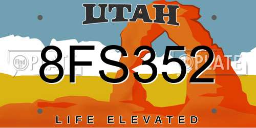 8FS352 Utah License Plate