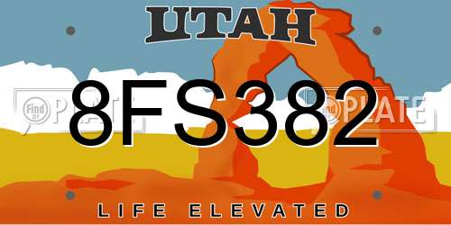 8FS382 Utah License Plate