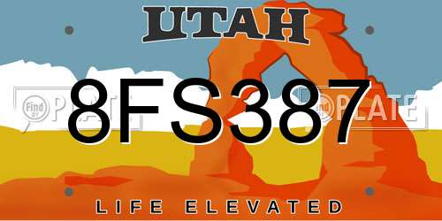 8FS387 Utah License Plate
