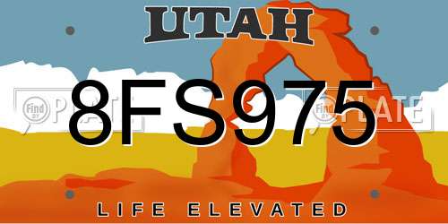 8FS975 Utah License Plate