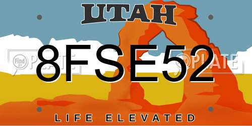 8FSE52 Utah License Plate