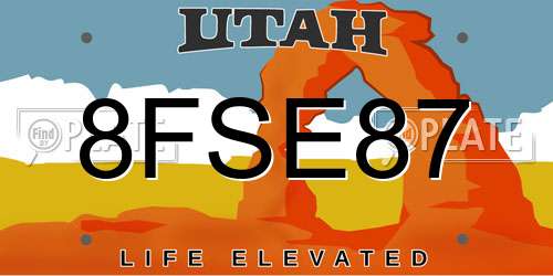 8FSE87 Utah License Plate
