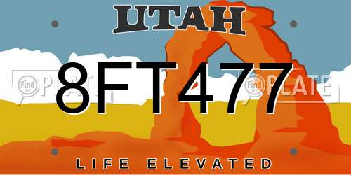 8FT477 Utah License Plate
