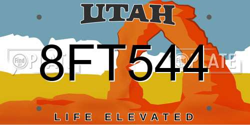 8FT544 Utah License Plate
